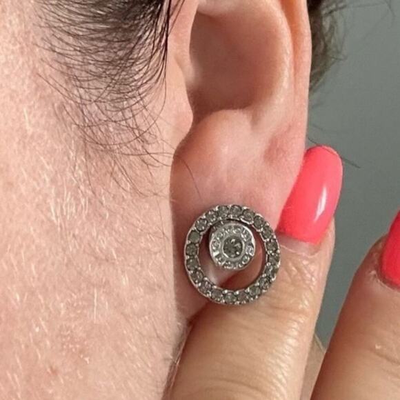 Coach Convertible Silver Crystal Stud Earrings New! - Picture 3 of 6